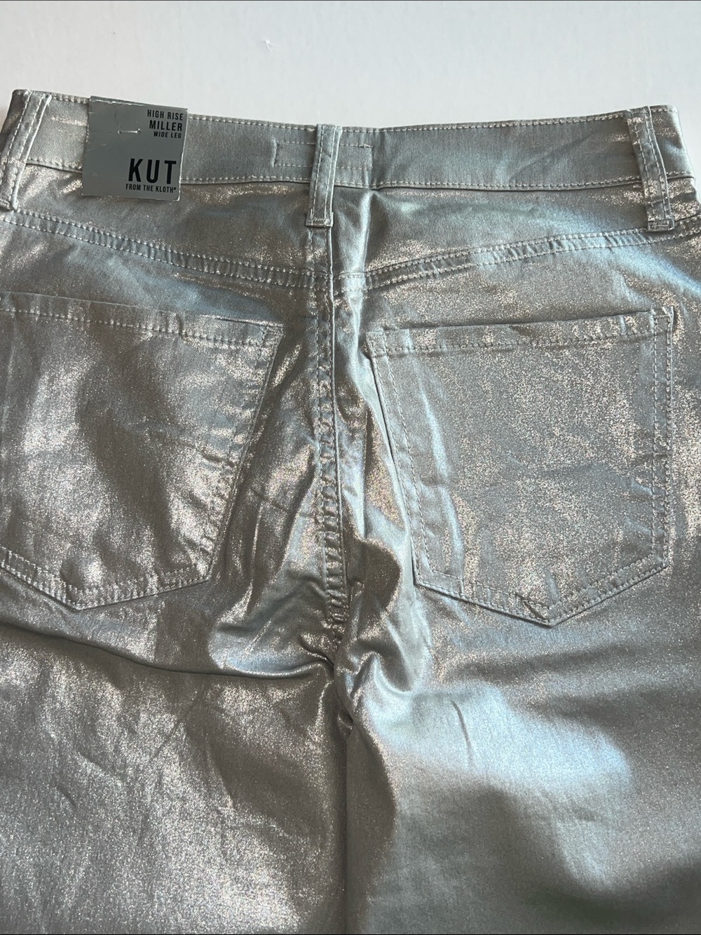 NWT Kut from the Kloth Miller High Rise Metallic Wide-Leg Pants Sz 2 - Picture 7 of 16